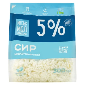 Сир кисломолочний «Міськмолзавод №1» 5% жиру, 300 г