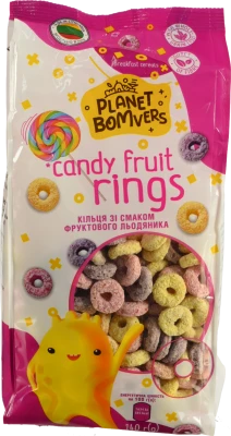 Сухі сніданки Фруктові кільця «Candy fruit rings», TM «Planet Bomvers» 140г
