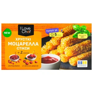 Моцарелла I Love Chef 210г стікcи з соус.журавлин