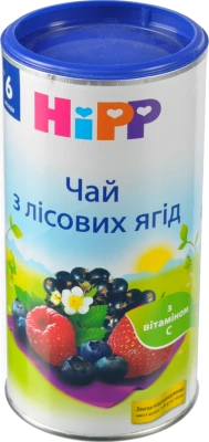 Чай для дітей від 6міс сухий швидкорозчинний із лісових ягід Hipp тубус 200г