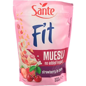 Пластівці Sante Fit мюслі з вишнею та полуницею, 225 г