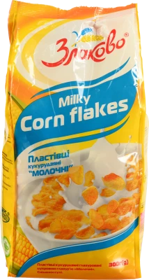 Пластівці кукурудзяні глазуровані цукровою глазур’ю «Молочні» Злаково 300 г
