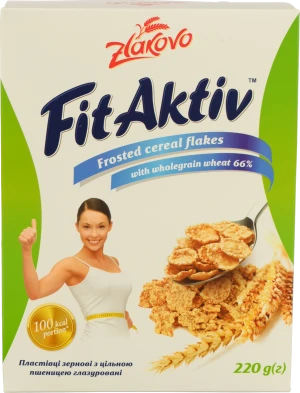 Пластівці зернові з цільною пшеницею глазуровані FitAktiv Zlakovo, 220 г