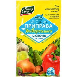 Приправа універсальна 12 овочів та трав Тьотя Соня м/у 60г
