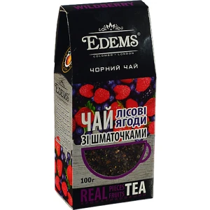 Чай чорний крупнолистовий зі шматочками лісових ягід ароматизований Wildberry Edems к/у 100г
