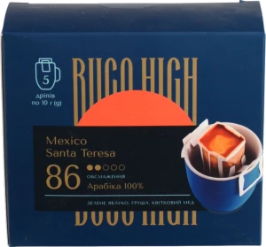 Кава натуральна смажена в дріпах Santa Teresa Mexico Buco High к/у 5х10г