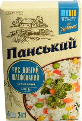 Рис довгозерний шліфований Хуторок Панський 4х100г