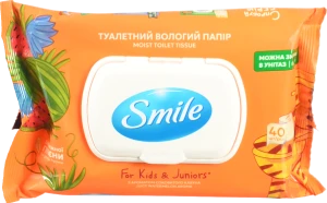Туалетний папір Smile вологий 40шт д.дітей та п