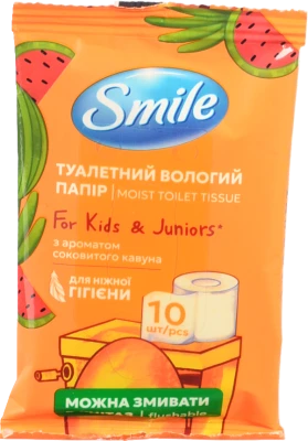 Туалетний папір Smile вологий 10шт д.дітей та п