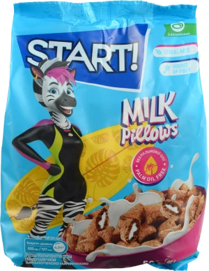 Сніданки сухі зернові Подушечки з молочною начинкою Milk Pillows Start!, 500 г