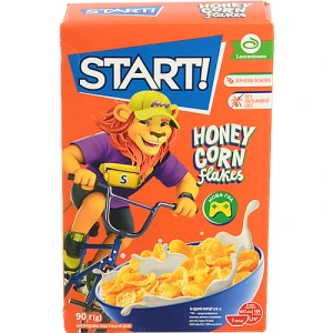 Сніданки сухі зернові Пластівці кукурудзяні медові Honey corn flakes Start!, 90 г