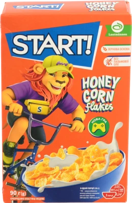 Сніданки сухі зернові Пластівці кукурудзяні медові Honey corn flakes Start!, 90 г