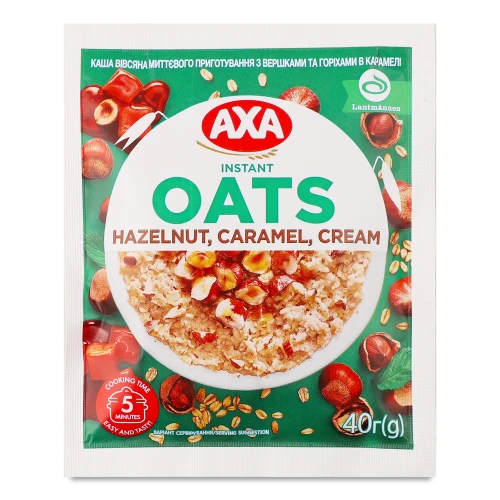 Каша вівсяна миттєвого приготування з вершками і горіхами в карамелі AXA м / у 40г