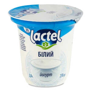 Йогурт Лактель 230г 3% білий ст.