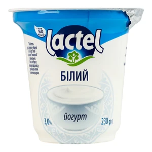 Йогурт Лактель 230г 3% білий ст.