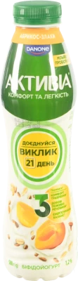Біфідойогурт Активіа 500г 1.2 абрикос злаки пет