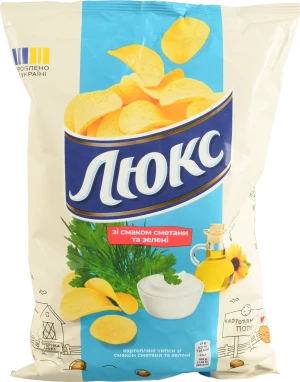 Чіпси Люкс 125г сметана зелень