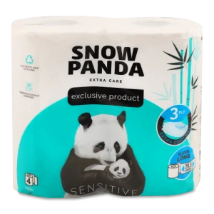 Папір туалетний 3-х шаровий Sensitive Extra Care Snow Panda 4шт
