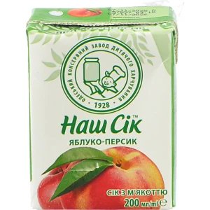 Сік Наш сік 0.2л яблуко персик