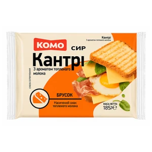 Сир Комо Кантрі з ароматом топленого молока напівтвердий брусок 50% 185г