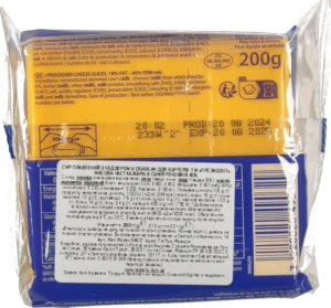 Сир плавлений 40% для бургерів Cheddar President м/у 10х20г