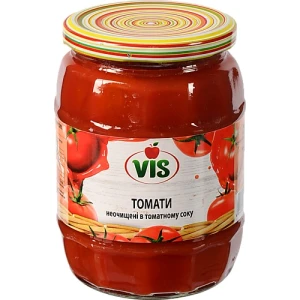 Томати Vis 670г неочищені у томатному соку