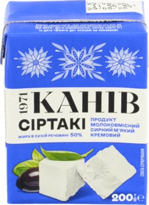 Продукт молоковмісний сирний м'який кремовий Канів 1971 Сіртакі 50%, 200 г