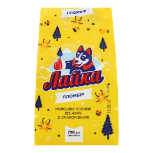 Морозиво Лайка 700г пломбiр 12% ванiль