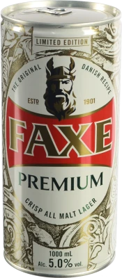Пиво 1л 5% світле фільтроване пастеризоване Premium Faxe з/б