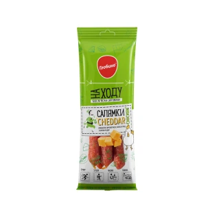 Ковбаски «Глобино» Салямки з сиром Cheddar Chicken сирокопчені вищого ґатунку, 70 г