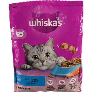 Корм сухий повнораціонний для дорослих котів З тунцем Whiskas 800г