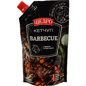 Кетчуп Щедро Barbecue з імбиром та пюре манго, д.п., 250 г