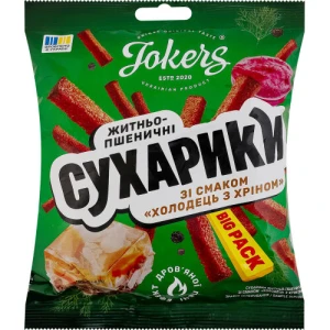 Сухарики Jokers 100г житньо-пшеничні холодець хрін