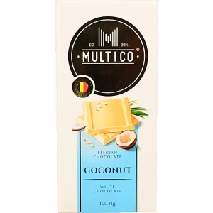 Шоколад Multico 100г білий з кокосом бельгійський