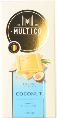 Шоколад Multico 100г білий з кокосом бельгійський
