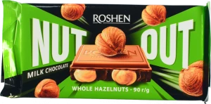Шоколад молочний Whole Hazelnuts Nut Out Roshen м/у 90г