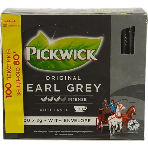 Чай чорний з ароматом бергамоту Earl Grey Original Pickwick к/у 100х2г