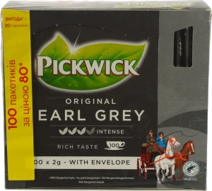 Чай чорний з ароматом бергамоту Earl Grey Original Pickwick к/у 100х2г