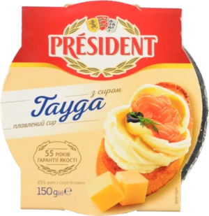 Сир плавлений з сиром Гауда ТМ Président 45% 150 г