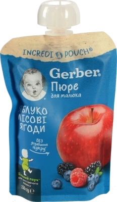 Пюре для дітей від 6міс Яблуко-лісові ягоди Gerber д/п 150г