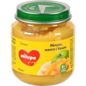 Пюре для дітей від 6міс фруктове Яблуко-манго-банан Milupa с/б 125г