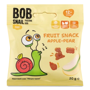 Фруктовий снек для дітей від 12 міс Apple-pear Baby Bob Snail м/у 20г