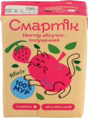 Нектар яблучно-полуничний Смартік т/п 200мл
