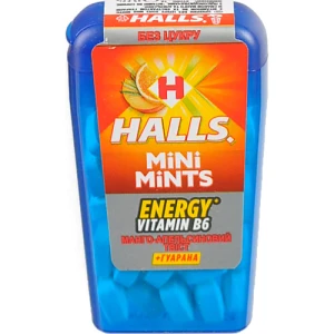Цукерки без цукру +гуарана Манго-апельсиновий твіст Mini Mints Halls п/у 12.5г