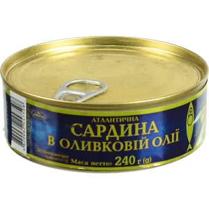 Сардина атлантична в оливковій олії Рижское золото з/б 240г