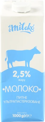 Молоко Mileko 1л 2.5% т.п