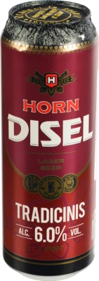 Пиво світле фільтроване пастеризоване «Horn Disel Tradicinis Lager», 6,0%, 0,568 л, банка металева {CAN} (ALU 41)