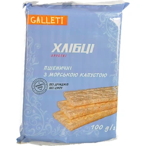 Хлібці пшеничні хрусткі з морською капустою Galleti м/у 100г