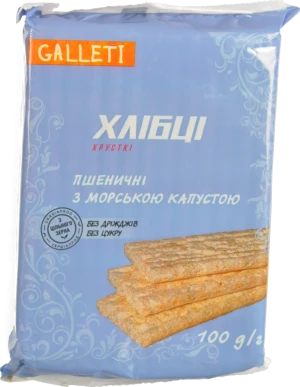 Хлібці пшеничні хрусткі з морською капустою Galleti м/у 100г