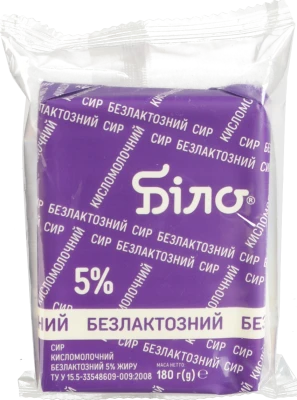 Сир кисломолочний 5% безлактозний Біло м/у 180г